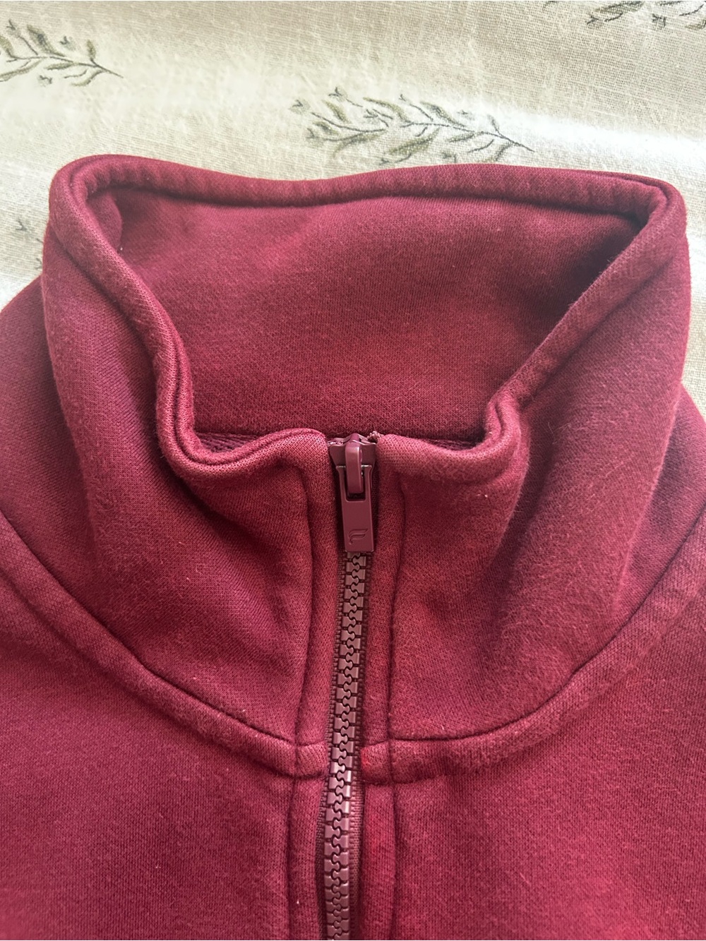 Fabletics Women’s Quarter-Zip Activewear Sweater - Burgundy View 3